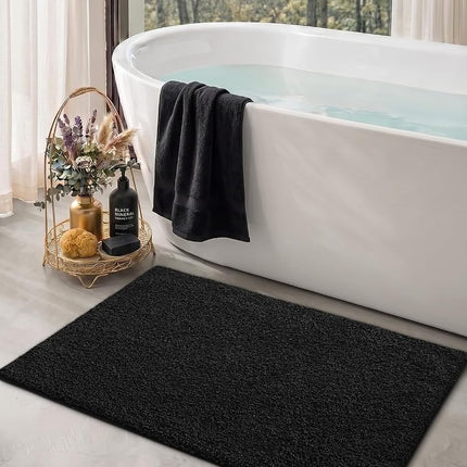 Color&Geometry Large Bath Mats for Bathroom Non Slip, 24"x36" Black Bathroom Rugs, Absorbent, Soft, Washable, Microfiber Bath Rug Shower Mat