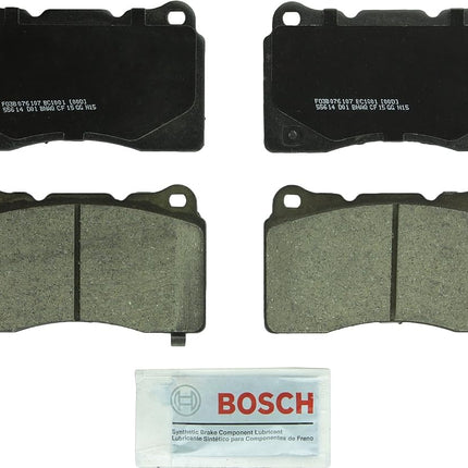 BOSCH BC1001 QuietCast Premium Ceramic Disc Brake Pad Set - Compatible with Select Cadillac, Chevrolet, DeTomaso, Dodge, Ford, Honda, Hyundai, Mitsubishi, Pontiac, SRT, Subaru, Tesla, Volvo