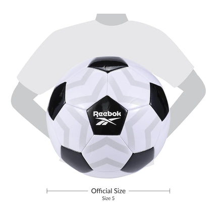 Reebok - Ballon de Foot Synthétique VR-1K, Polyvalent & Résistant (Blanc/Noir, Taille 5)