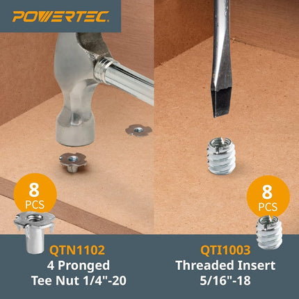 POWERTEC 71174 T Track Knob Kit, 5/16-18 Threaded Bolts and Washers, 46 Piece Set, T Slot Bolts, T Track Accessories for Woodworking Jigs and Fixtures