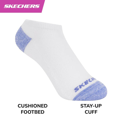 Skechers Girls' 10-Pack Performance No Show Socks, Everyday Wear for Kids, Soft & Comfort-fit, White Multicolor, 7-8.5
