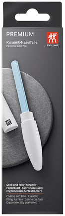 ZWILLING Ceramic Nail File (Coarse and Fine-Grained File Surfaces for Sensitive Nails with Protective Cap) Premium White 170mm