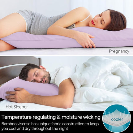 BEDELITE Body Pillow Case Cover, Rayon Made from Bamboo, Cooling Body Pillow Cover for Hot Sleepers and Night Sweats, Breathable & Silky Soft Full Long Pillow Case (Light Purple, 20x54 Inches)