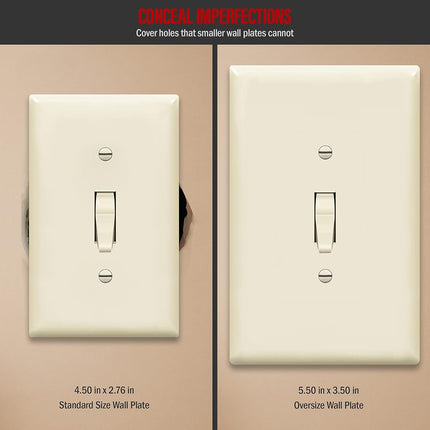 Placa de pared para interruptor de palanca ENERLITES, cubierta de interruptor jumbo, extragrande de 1 unidad de 5.5 x 3.5 pulgadas, termoplástico de policarbonato irrompible, 8811O-LA-10PCS, almendra clara, paquete de 10