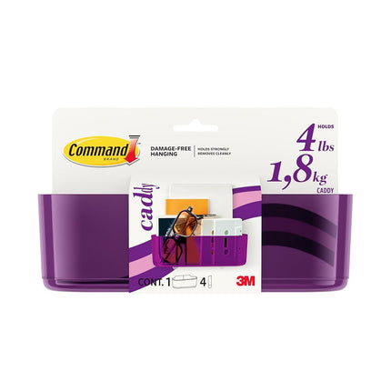 Command Clear Caddy, Candied Plum, 1 Caddy, 4 Strips, Damage Free Organization Wall Mount to Cabinet, Kitchen, Pantry, Closet, or Under Sink, Holds up to 4 lb