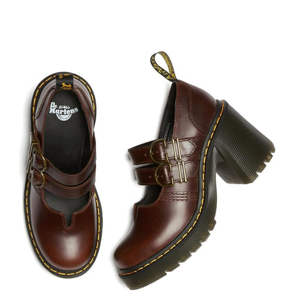 Dr. Martens Women's Eviee Platform, Dark Brown Pull Up, 11