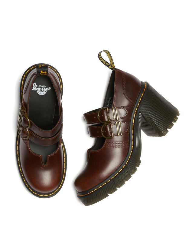 Dr. Martens Women's Eviee Platform, Dark Brown Pull Up, 10