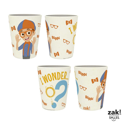 Zak Designs Blippi Kids Dinnerware Set 3 Pieces, Durable and Sustainable Melamine Bamboo Plate, Bowl, and Tumbler are Perfect for Dinner Time with Family (Blippi, TABBS)