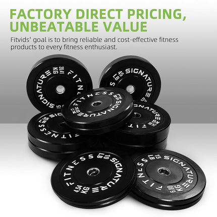 Signature Fitness 2" Olympic Bumper Plate Weight Plates with Steel Hub, 50-Pound Set, 2x 10LB, 2x 15LB