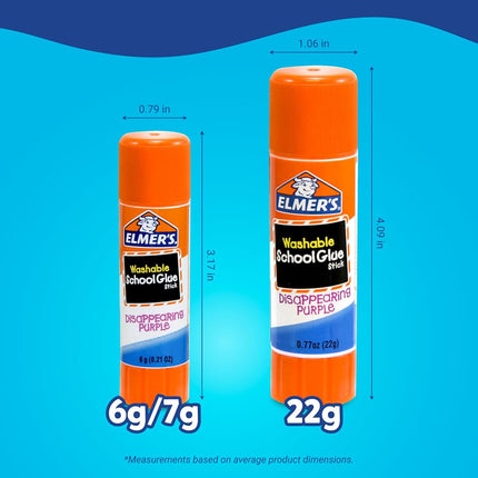 Elmer's Disappearing Purple School Glue Sticks, Washable, 22 Grams, 30 Count