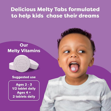 Renzo's Picky Eater Kids Multivitamin - Vegan Multivitamin for Kids with Iron, Vitamin C, and Zero Sugar, Dissolvable and Easy To Take Kids Vitamins, Cherry Flavored Childrens Vitamins [60 Melty Tabs]