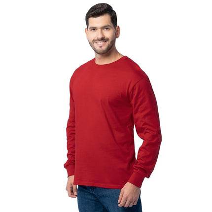 Fruit of the Loom Mens Eversoft Cotton Long Sleeve T Shirts, Breathable & Moisture Wicking with Odor Control, Long Sleeve - True Red, S