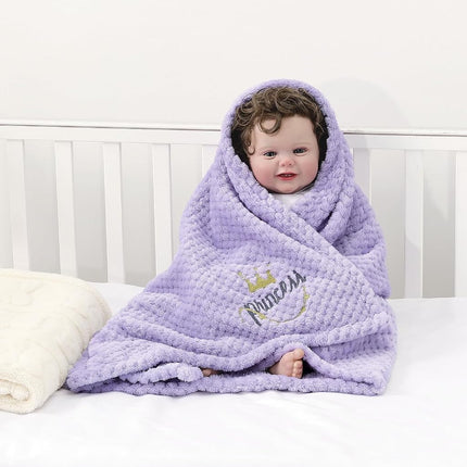 CREVENT 2Pcs 76x102cm Cute Cozy Fluffy Warm Baby Blankets for Infants Toddlers' Bedding Crib Cot Stroller - Grey Cloud + Crown