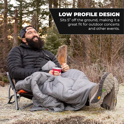 Cascade Mountain Tech Camping Chair - Low Profile Folding Chair for Camping, Beach, Picnic, Barbeques, Sporting Event with Carry Bag, Black