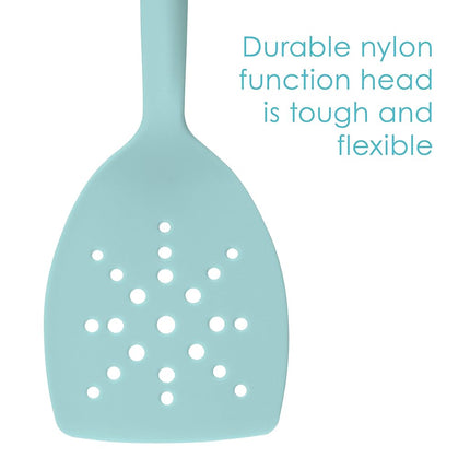 Rachael Ray 47915 3-Piece Lazy Tool Set Nylon Slotted Turner, Light Blue
