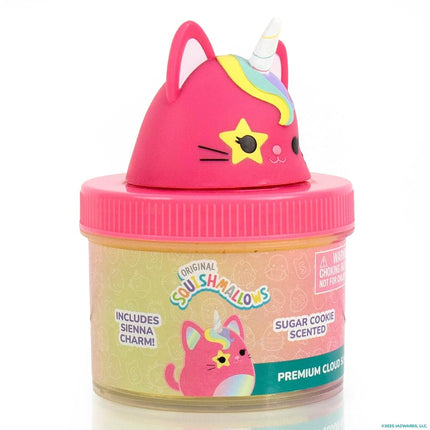 Original Squishmallows Sienna the Caticorn Premium Cloud Slime, Sugar Cookie-Scented, 8 oz., Storage Container with Figurine Topper, Rubber Charm, Goodie Bags Stuffers, Kids Party Favors, Sensory Toys