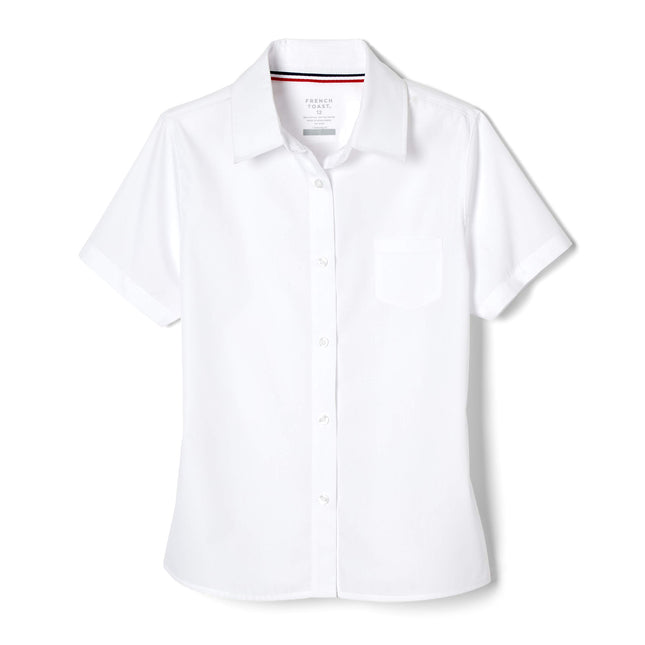 French Toast Girls' Short Sleeve Pocket Shirt, Whi