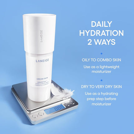 LANEIGE Cream Skin Cerapeptide™ Toner & Moisturizer: Lightweight Refillable Korean Milky Toner with Ceramide & Peptide for Hydration, Firming, & Barrier Support 320ml