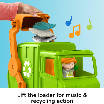 Fisher-Price Little People Toddler Musical Toy Recycling Truck Garbage Truck with Figure for Role Play 1+ Years