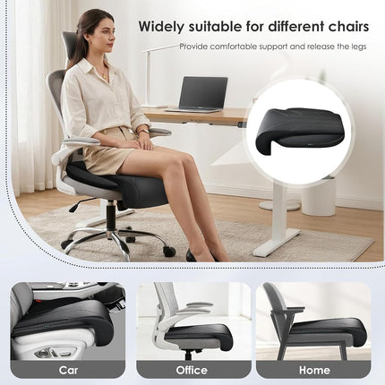FLORICH Car Seat Extender Leg Support Cushion for Driver Seats Office Chair, Leather Memory Foam Widened seat Cushion for Long Drivers Universal Car Seat Cushion Legs Rest Pads-Black