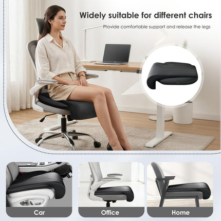 FLORICH Car Seat Extender Leg Support Cushion for Driver Seats Office Chair, Leather Memory Foam Widened seat Cushion for Long Drivers Universal Car Seat Cushion Legs Rest Pads-Black
