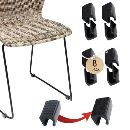 Rectangle U Shaped Sled Chair Leg Tips Cap with Fe