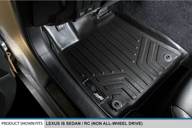MAXFLOORMAT Floor Mats and MAXTRAY Cargo Liner for Lexus IS Sedan (2014-2017) (Non All-Wheel Drive) Complete Set (Black)