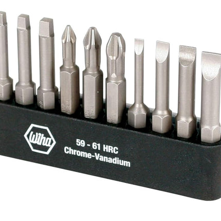 WIHA 74988 Slotted Phillips and Square Power Bit Set with Holder, 10-Piece