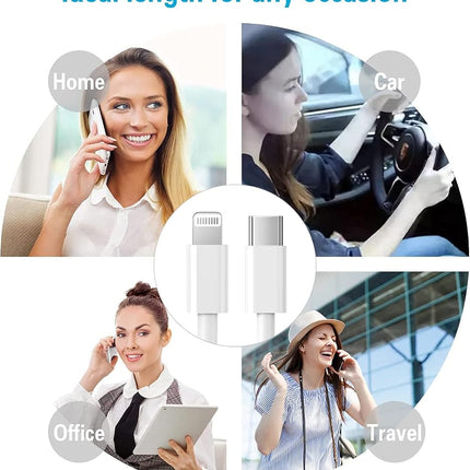 RCTech USB C to Lightning Cable 3Pack 1.8M [MFi Certified] iPhone Fast Charger Cable USB-C Power Delivery Charging Cord for iPhone 14/13/12/12 PRO Max/12 Mini/11/11PRO/XS/Max/XR/X/8/8Plus/iPad, White