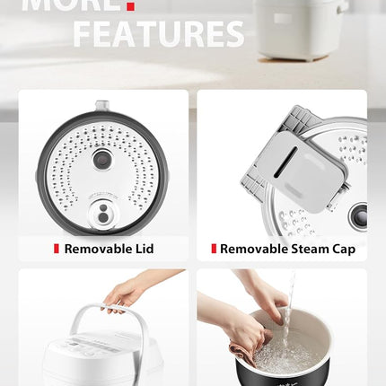 TOSHIBA 6 Cup Uncooked Rice Cooker, LCD Display with 15 Cooking Functions, 3D Heating Technology, 24-Hour Delay Timer and Auto Keep Warm, Inner Pot