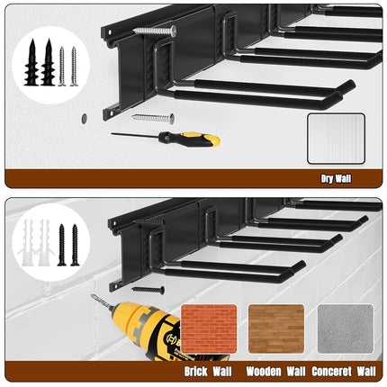 Garage Garden Tool Organizer Wall Mount, Heavy Duty Garage Tool Storage Rack 64 Inches, Max Load 440lb - Shovel, Rake, Folding Chair, Weed Eater Storage
