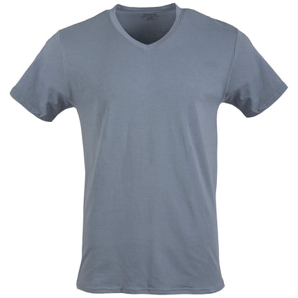 Gildan Men's Cotton Stretch T-Shirts, Multipack, White/Black Soot/Grey Flannel (V-Neck 3-Pack), XL
