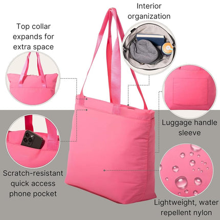 Bolsa tote Swift de Baggallini para mujer - Bolso de mano ligero de nailon de 12x16 con cremallera y funda para equipaje, color B-lite Bloom Pink, talla única