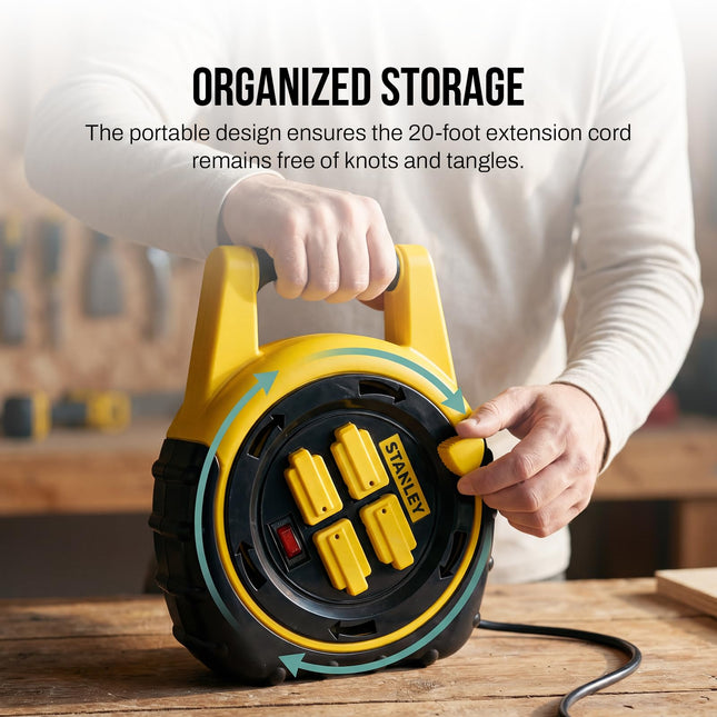 Stanley 33959 ShopMax Power Hub 20-Feet 4-Outlet Cord Reel by Stanley