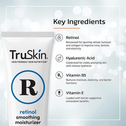 TruSkin Crema Retinol Antiarrugas Hidratante para Cuidado Facial y Contorno de Ojos con Ácido Hialurónico, Té Verde, 4 fl oz
