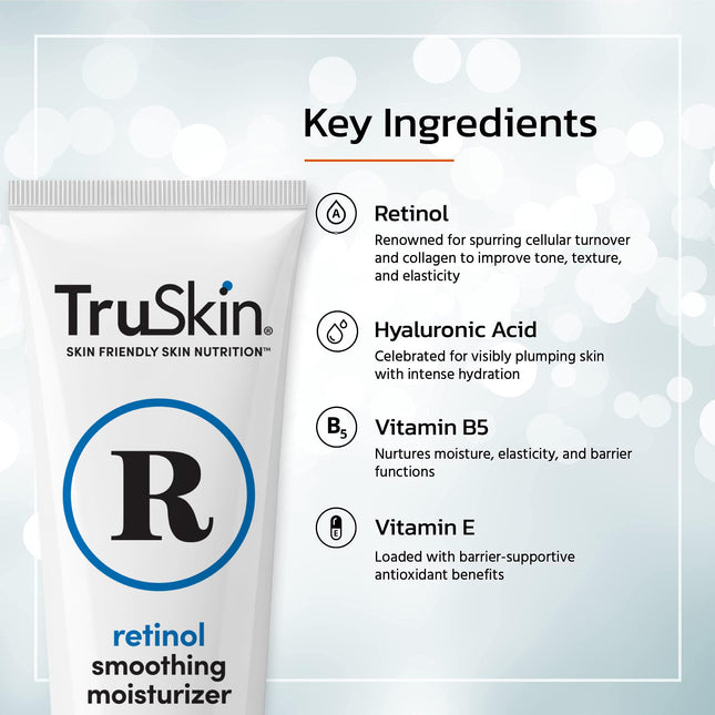 TruSkin Crema Retinol Antiarrugas Hidratante para Cuidado Facial y Contorno de Ojos con Ácido Hialurónico, Té Verde, 4 fl oz