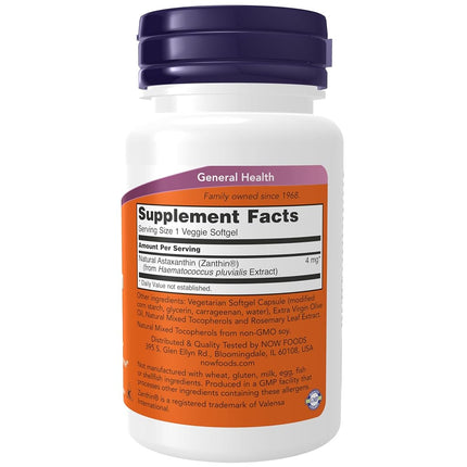 NOW Astaxanthin, 4mg, 60 Softgels