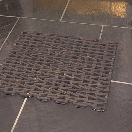 Durable Durite Recycled Tire-Link Outdoor Entrance Mat, Herringbone Weave, 30" x 60", Black