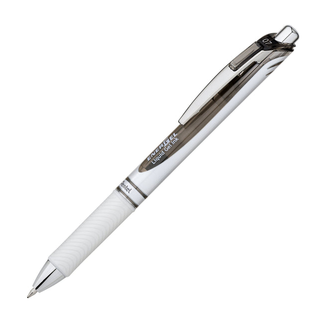 Stylo-gel liquide rétractable Pentel EnerGel Pearl Deluxe RTX, 0,7 mm, accents noirs, encre noire, (BL77WBP3A) par Pentel