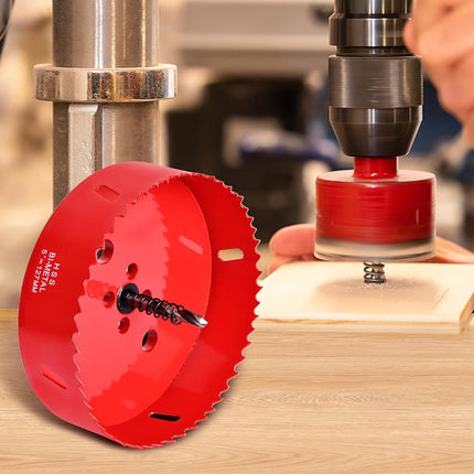 4-23/64 Inch / 115mm Hole Saw for Wood, Plastic Board, Ceiling,Drywall, and Metal Sheet - HSS Bi-Metal Hole Cutter with Pilot Drill Bit