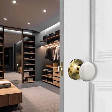 NCL White Door Knobs, Keyless Door Handles, Porcelain Door Levers, Interior Bath Door Knob