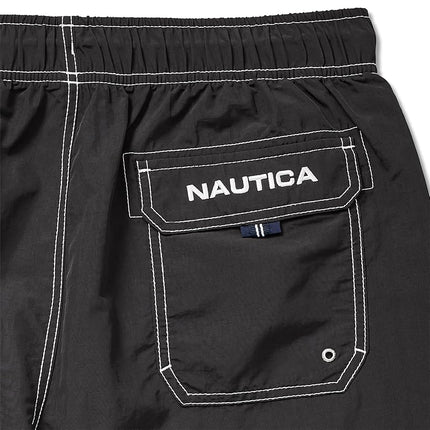 Nautica Men's Solid Quick Dry Classic Logo Swim-Trunk, True Black, X-Large