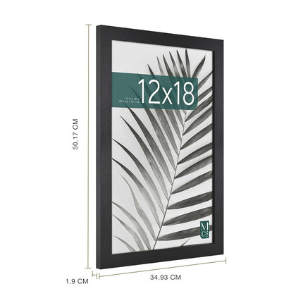 MCS Studio Gallery 30.5x46 cm (12x18 in) Picture Frame Black Woodgrain, Rectangle Vertical & Horizontal Wall Hanging Large Picture Frame for Photos, Posters & Art Prints (1-Pack)