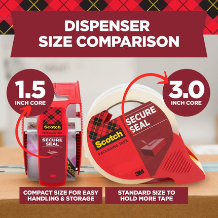 Cinta de embalaje Scotch, 6 rollos, 48 mm x 50 m (1.88 pulg. x 54.6 yd), ultratransparente