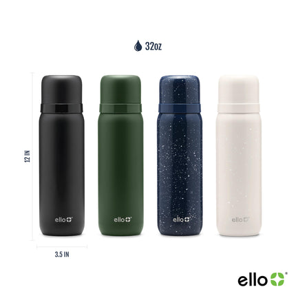 Ello Therma 32oz Insulated Stainless Steel Thermos for Hot & Cold Beverages with Leak Proof Lid & Built-in Cup, Triple Wall Insulation, Hot 24 Hrs, Perfect for Coffee,Tea, Dishwasher Safe, Green