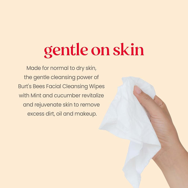 Burt's Bees Sensitive Facial Cleansing Towelettes with Cucumber and Mint - 30 Count (Pack of 3)