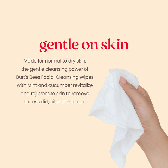 Lingettes nettoyantes pour le visage Burt's Bees Douceur Concombre et Menthe - 30 lingettes (Lot de 3)
