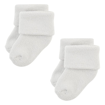 Hudson Baby Unisex Baby Cotton Rich Newborn and Terry Socks, Solid Gray White, 0-6 Months, Solid Gray White, 0-6 Months