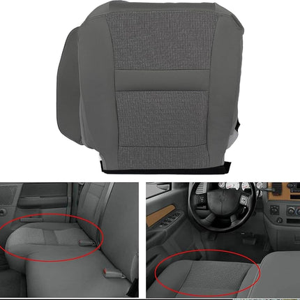 ECOTRIC Driver Seat Bottom Cloth Cover Replacement Fits Dodge Ram 2006-2008 SLT 1500 and 2006-2009 SLT 2500 3500