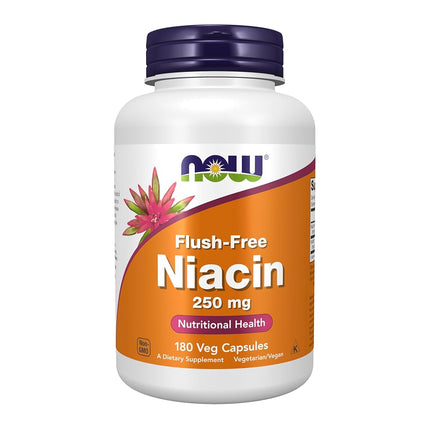 NOW Flush-Free Niacin 250 mg,180 Veg Capsules
